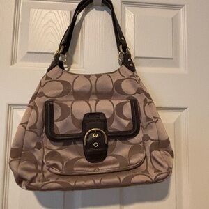 Excellent condition Coach Brown and Tan Signature Shoulder Bag